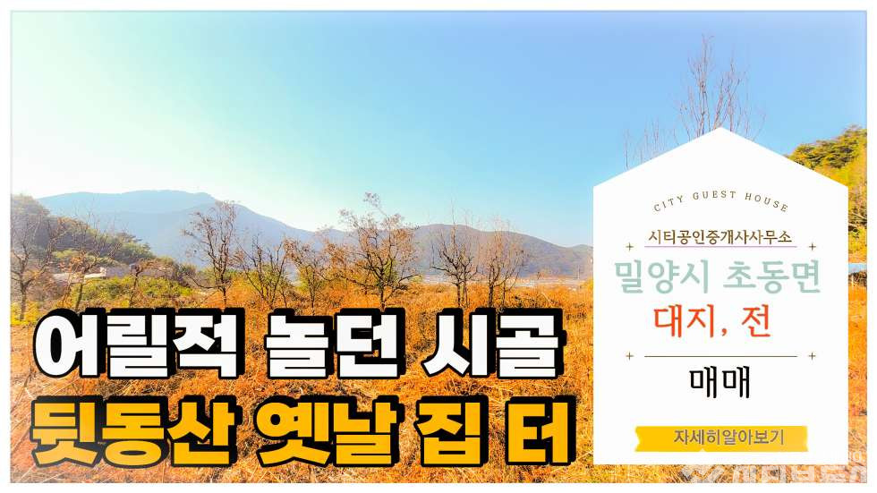 경남 밀양시 초동면 어릴적 놀던 시골 뒷 동산에 있는 옛날 집터 매매 매매 매물번호 10321 사진 1